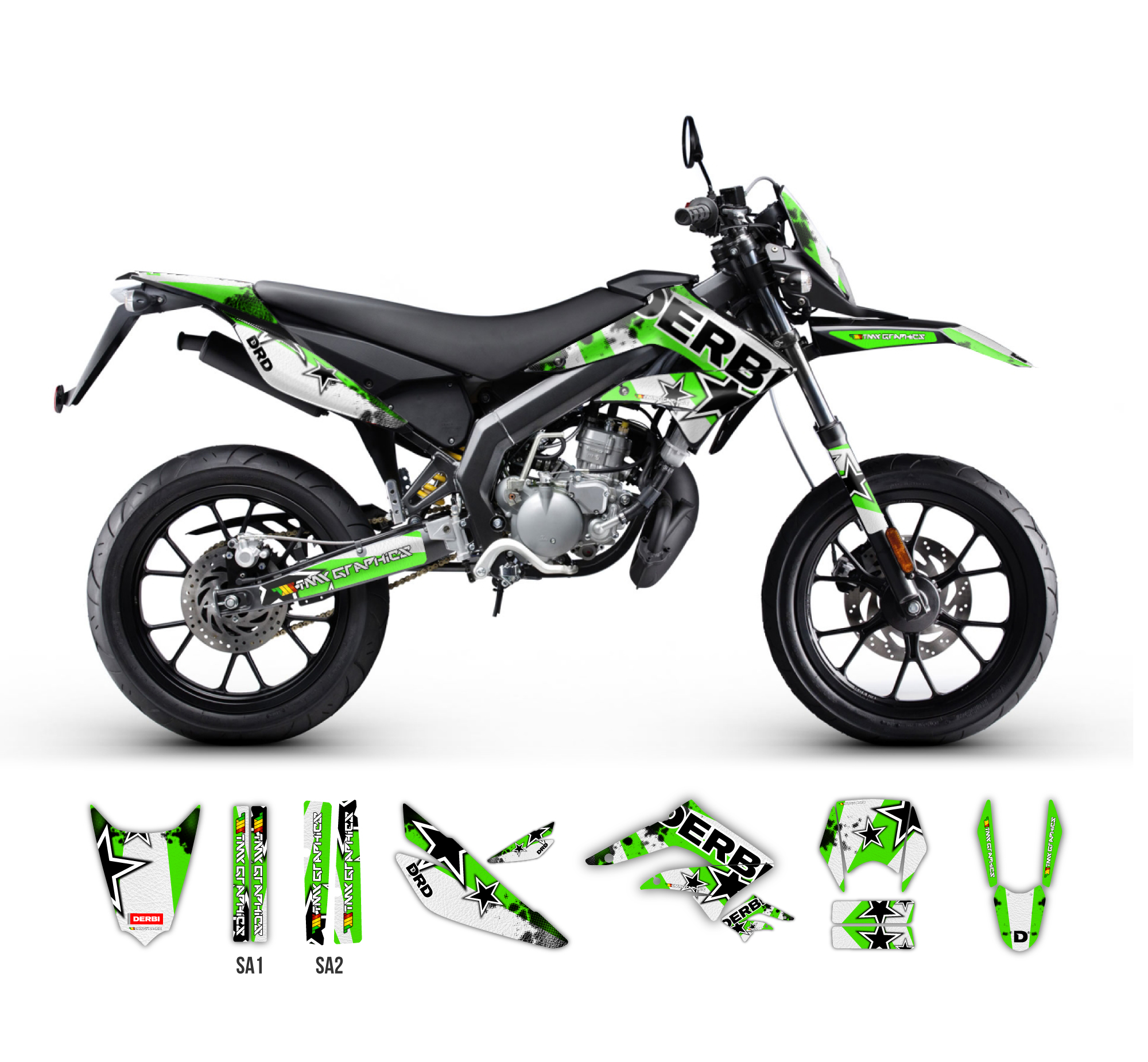 Black Star Series graphics kit for Derbi Senda 50 • TMX Graphics