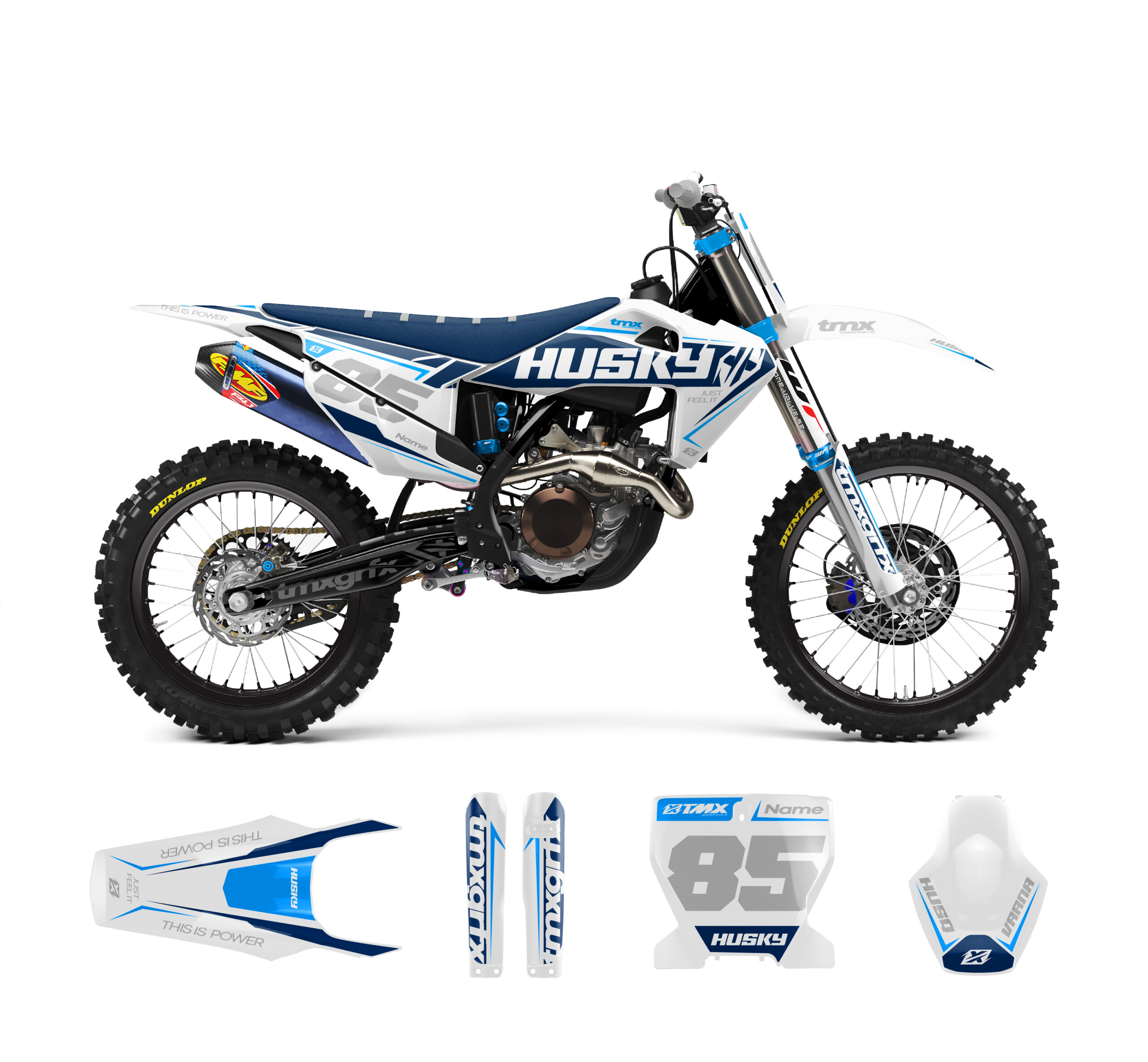 Custom MX Graphics Kit: HUSQVARNA TE FE TC FC TX FX LEGION WHI/BLK
