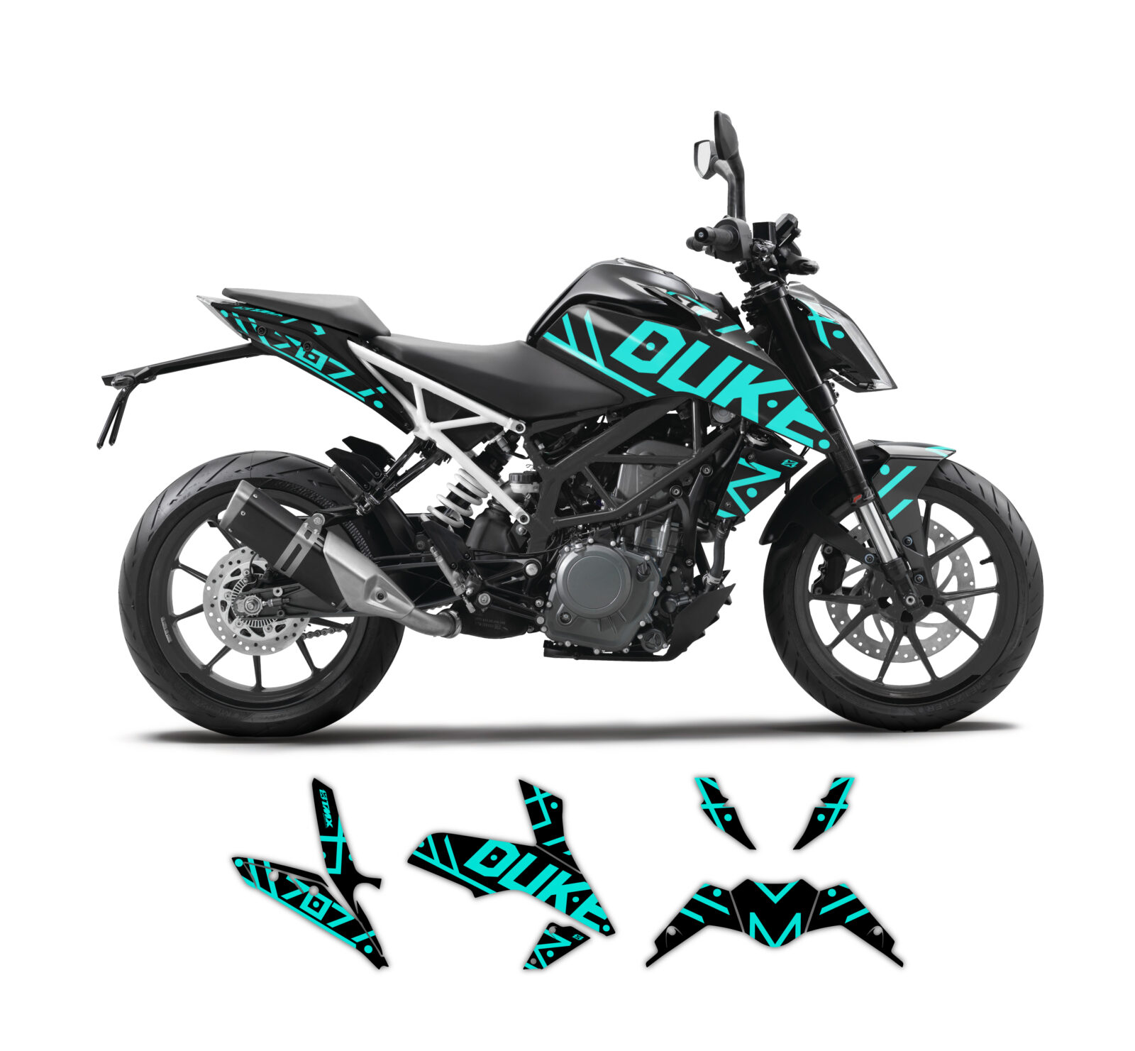 HEX Series graphics kit for KTM Duke 125 to 390 • TMX Graphics
