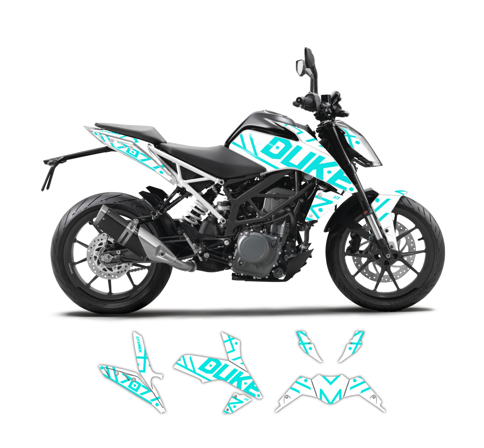 HEX Series graphics kit for KTM Duke 125 to 390 • TMX Graphics
