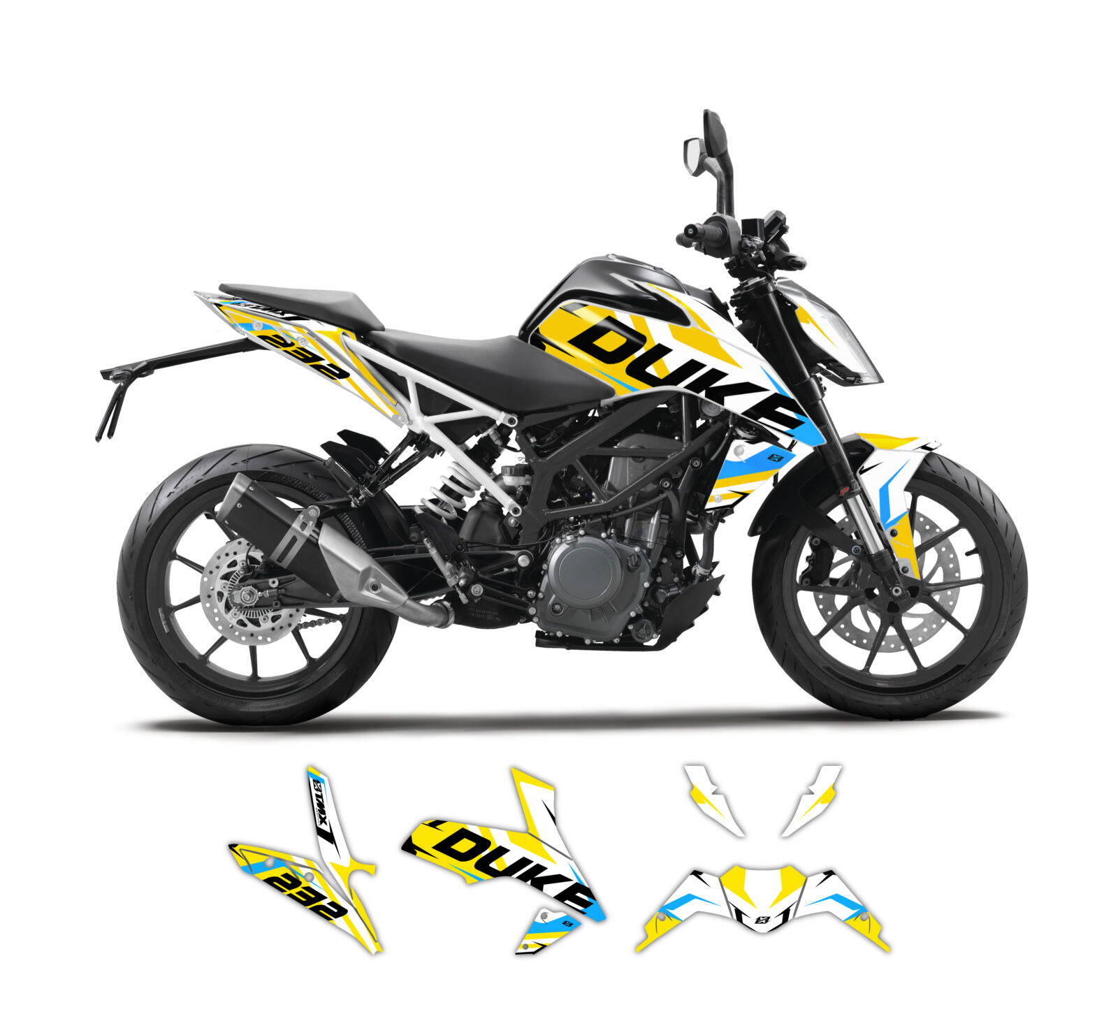 Sting Series• White • graphics kit for KTM Duke 125 to 390 • TMX