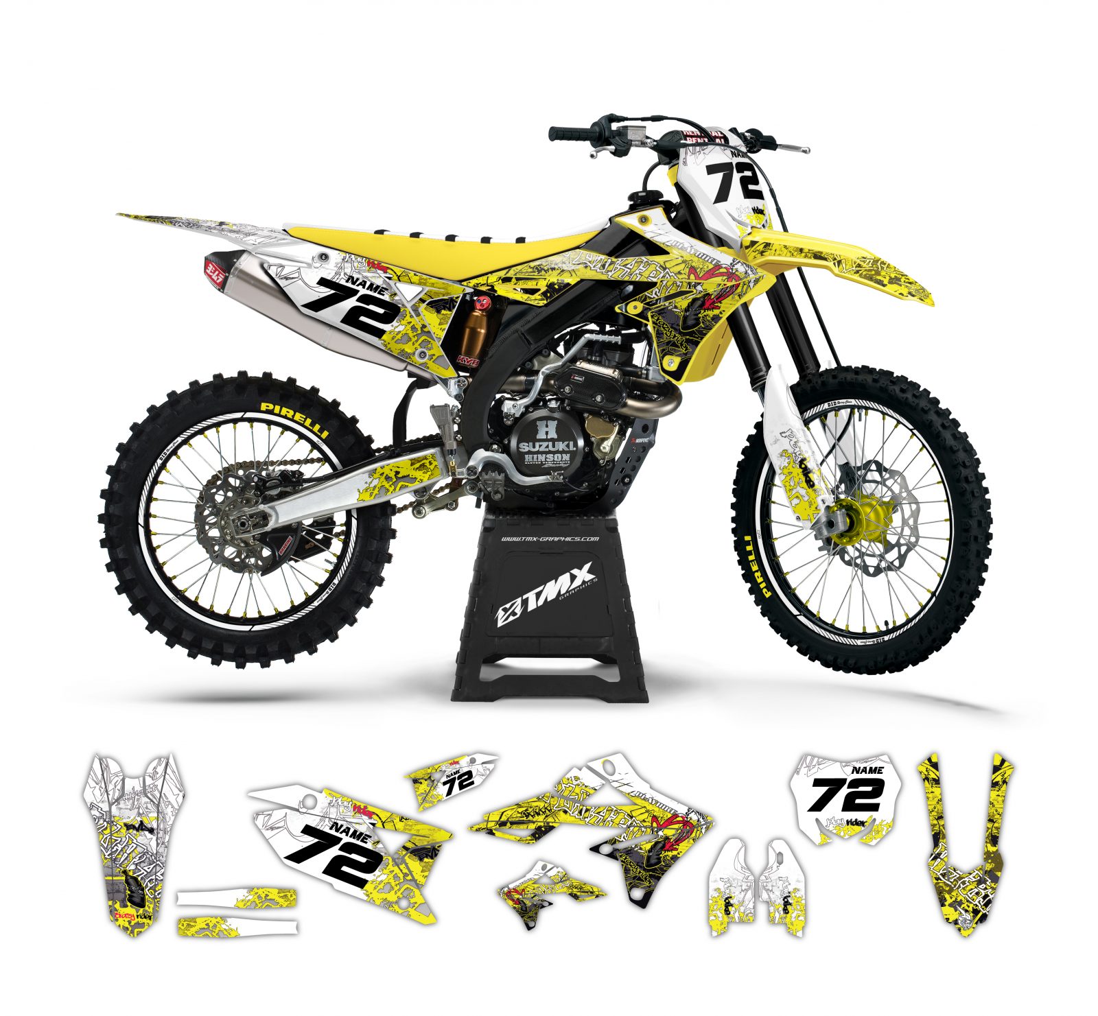 Graffiti (Playbike) Series graphics kit for Suzuki • TMX Graphics