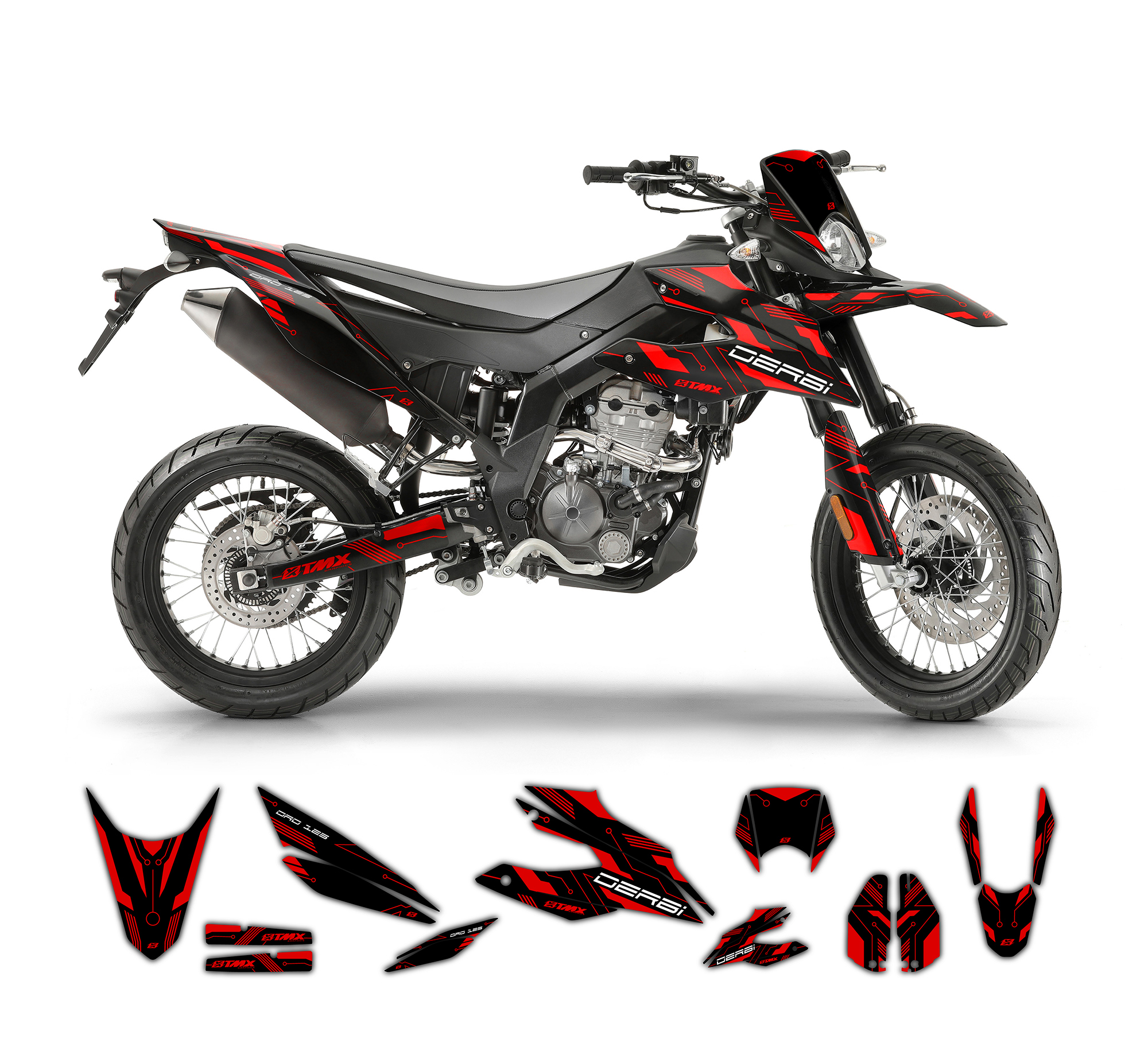 Kit Catena Moto Afam In Acciaio Per DERBI DRD 125 SM (Senda) | 2009-2013 | Pignone Corona E Catena A428R1-G