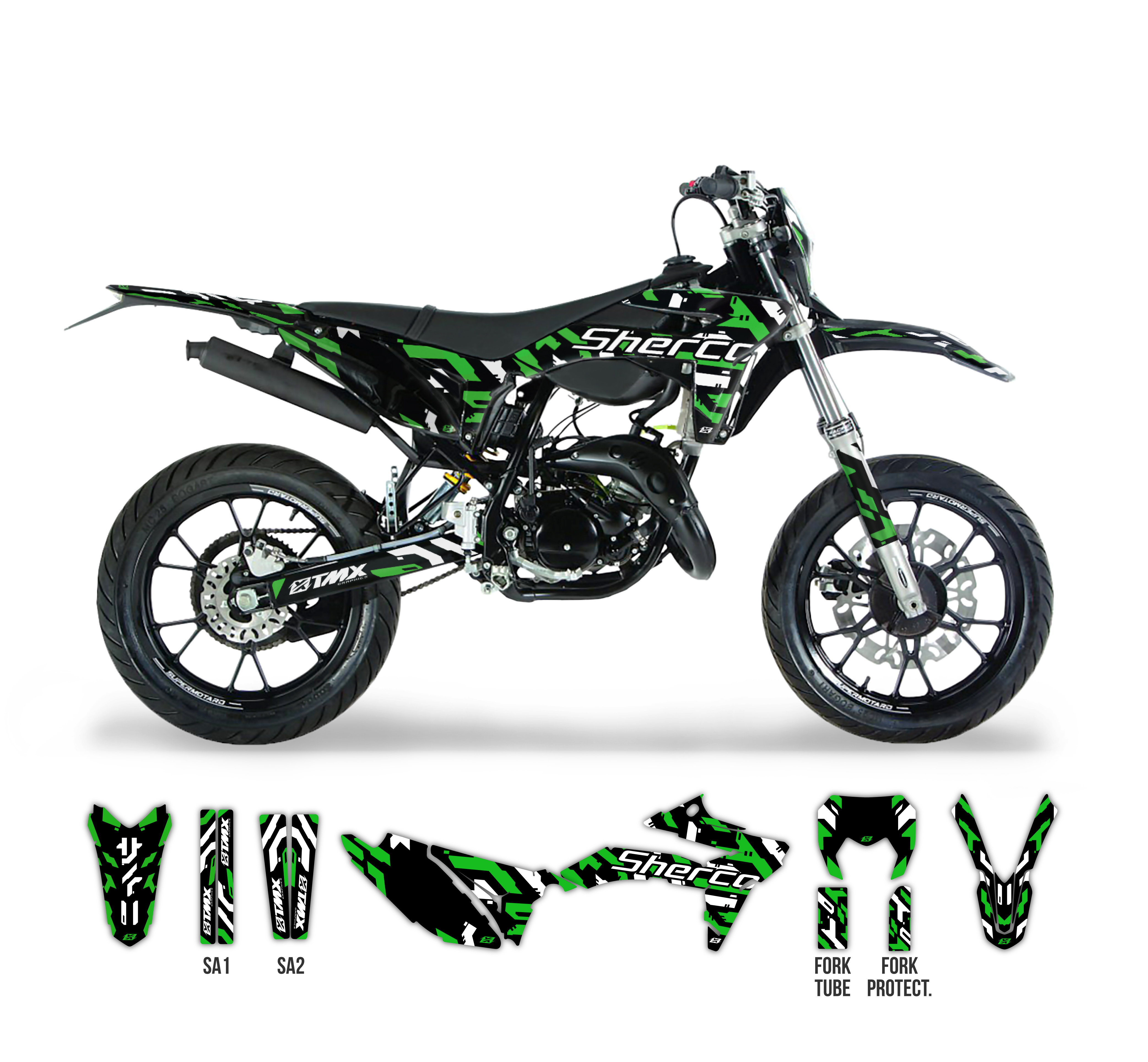 Techno Series graphics kit for Sherco SM-R and SE-R 50 • TMX Graphics